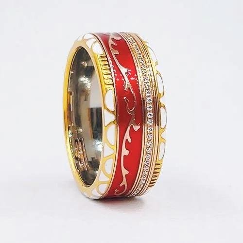 Newly Designed 18K Enamel Set Diamond Fashion Jewelry Ring Women Men Ys26j/Ys26j-RS33h/RS01 /RS0a -Q06