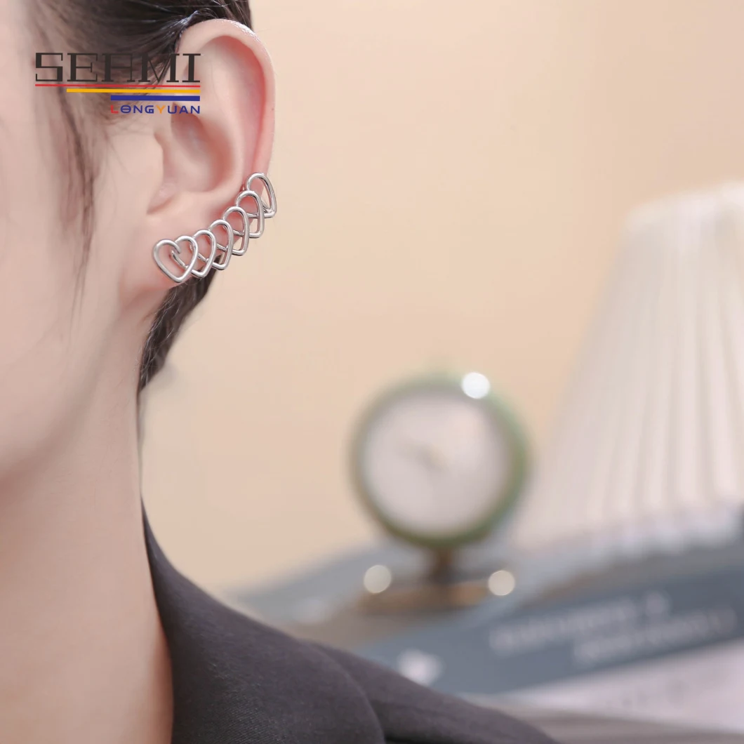 Single Hollow Heart Stud Ear Cuff