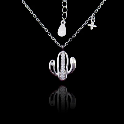 Персонализированное ожерелье из стерлингового серебра 925 пробы в форме кактуса с кубическим цирконием для девочек